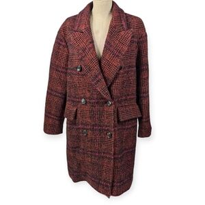 ISABEL MARANT ÉTOILE Ebra Oversized Tweed Coat Rust Red FR 36 US 4 Small